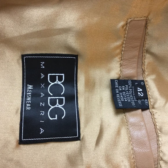 BCBG MAXZARIA Tan Leather Jacket, size 42 - Picture 3 of 4